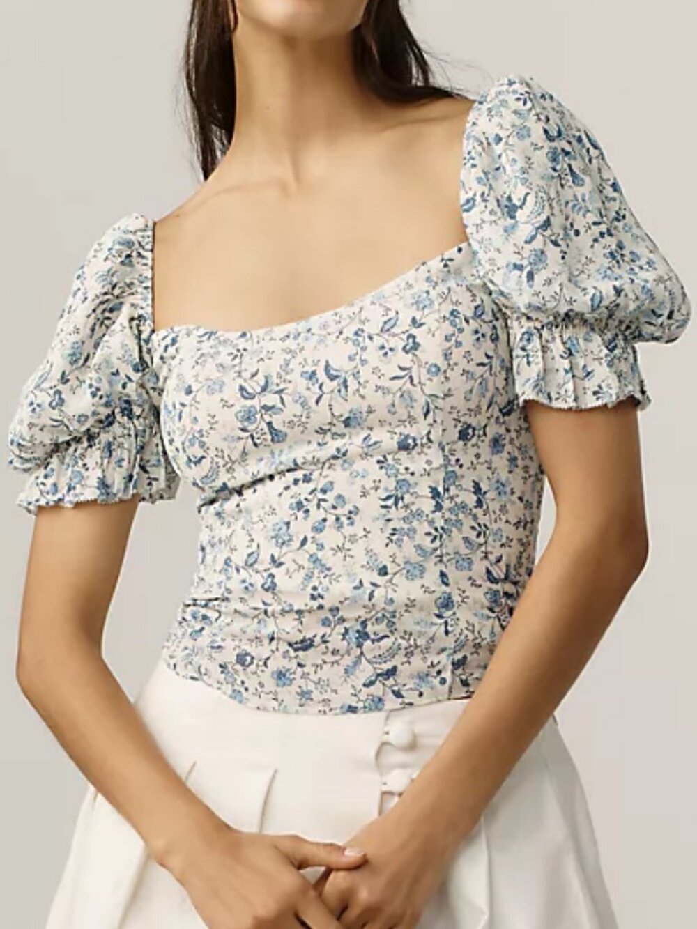 Reformation "Marin" Puff Sleeve Blouse